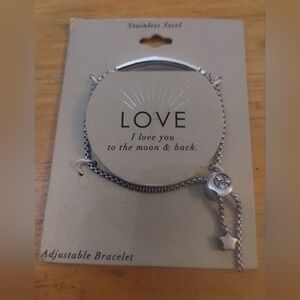New Stainless Steel Adjustable Bracelet with Star Charm I Love You To The Moon
